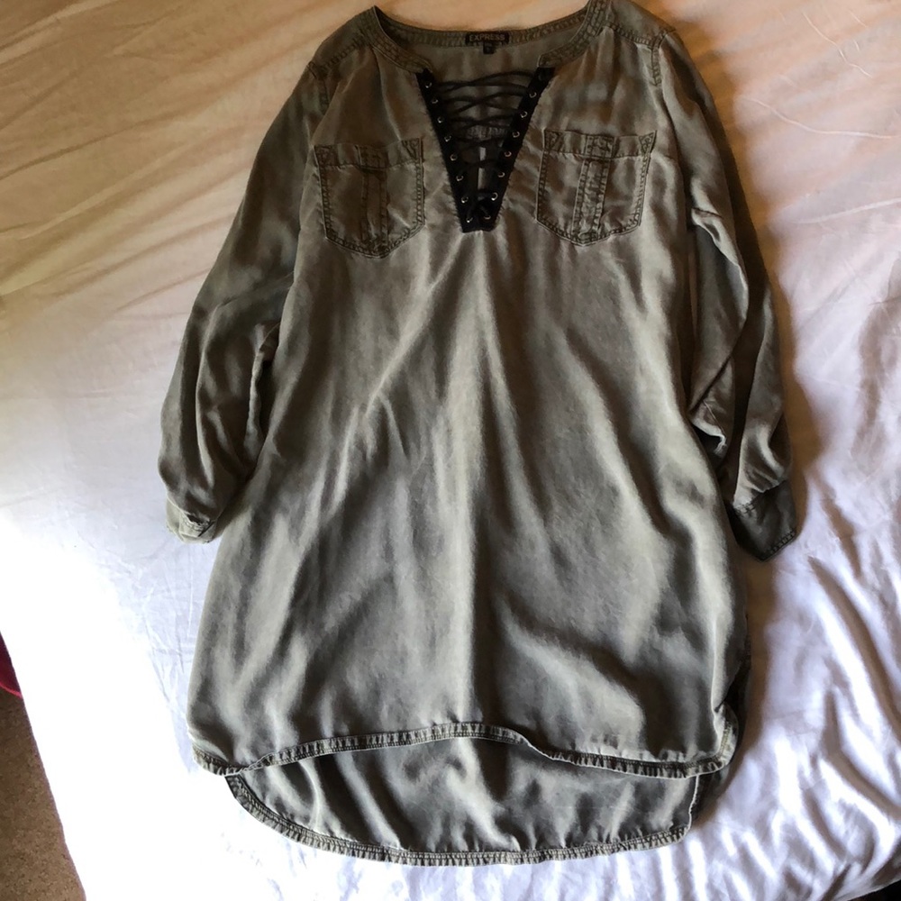 Express lace-up olive top